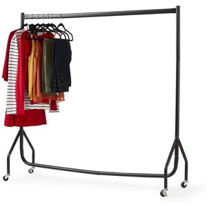 HOUSE OF HOME Heavy Duty Clothes Rail 4ft Long x 5ft Tall Black Quality Metal Stand Rack - Black