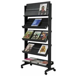 Fast Paper Fast Pape Easy Single Sided Mobile Liteatue Display 5 Shelves Black - Black