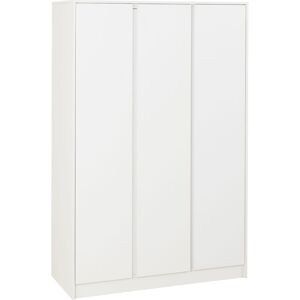 SECONIQUE Malvern 3 Door Wardrobe in White Finish Hanging Rail and Shelving