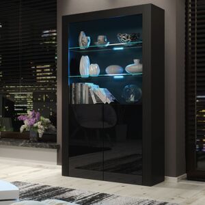CREATIVE FURNITURE Modern Sideboard Display Cabinet Cupboard tv Stand Living Room High Gloss Doors - Black - Black