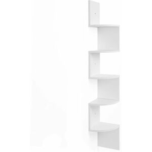 SONGMICS Corner Shelf 5-tier Floating Wall Shelf With Zigzag Design Bookshelf White LBC20WT