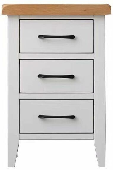 FURNITURE ONE 3 Drawer Large Bedside Wide Bedroom Cabinet Night Stand - White Type b - White