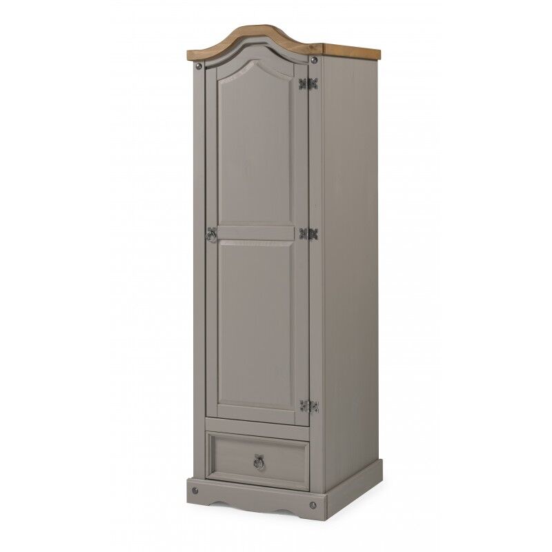 MERCERS FURNITURE Corona Grey Wax 1 Door 1 Drawer Wardrobe