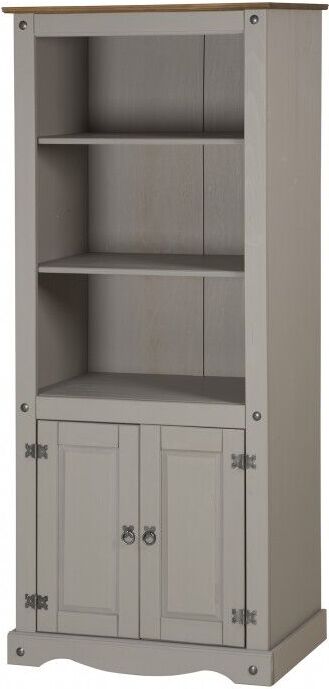 MERCERS FURNITURE Corona Grey Wax 2 Door Bookcase