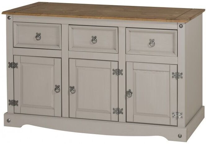 MERCERS FURNITURE Corona Grey Wax 3 Door Sideboard