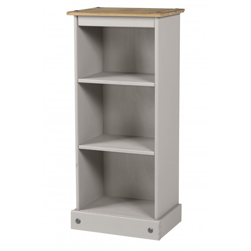 MERCERS FURNITURE Corona Grey Wax Low Narrow Bookcase