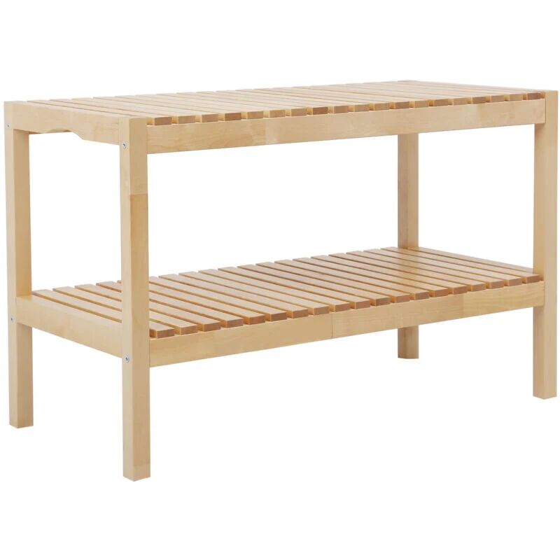 Furniture Hmd - Solid Wood Birch Shoe Racks 2 Tier Bench Stand Shelf Footware Storage,Natural - Natural