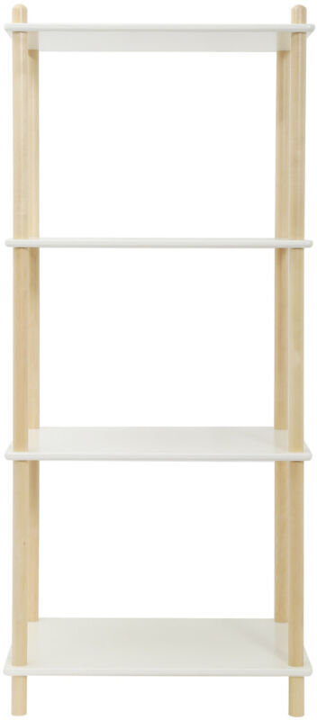 Furniture Hmd - Wooden 4 Tier Shelf Unit Bookshelf Organizer Storage Unit - White and Natural