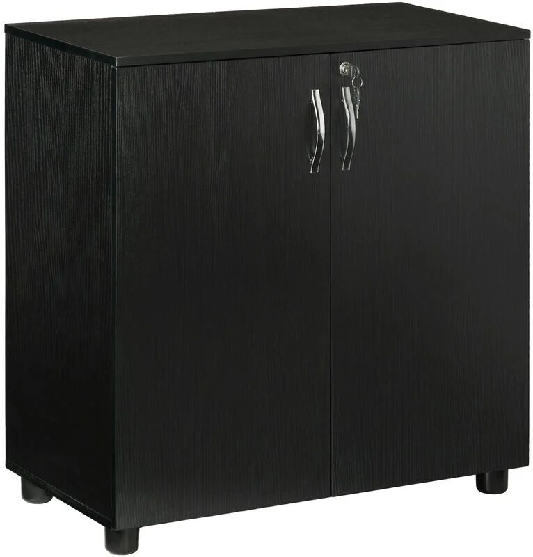 Vinsetto - 2-Tier Locking Office Storage Cabinet File Organisation w/ Handles Keys Black - Black