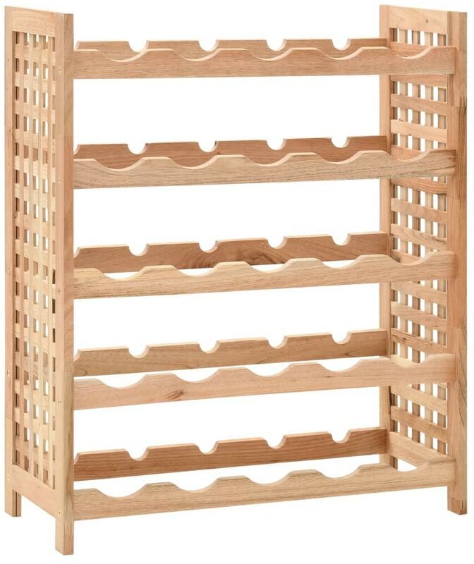 Wine Rack for 25 Bottles Solid Walnut Wood 63x25x73 cm VD13016 - Hommoo