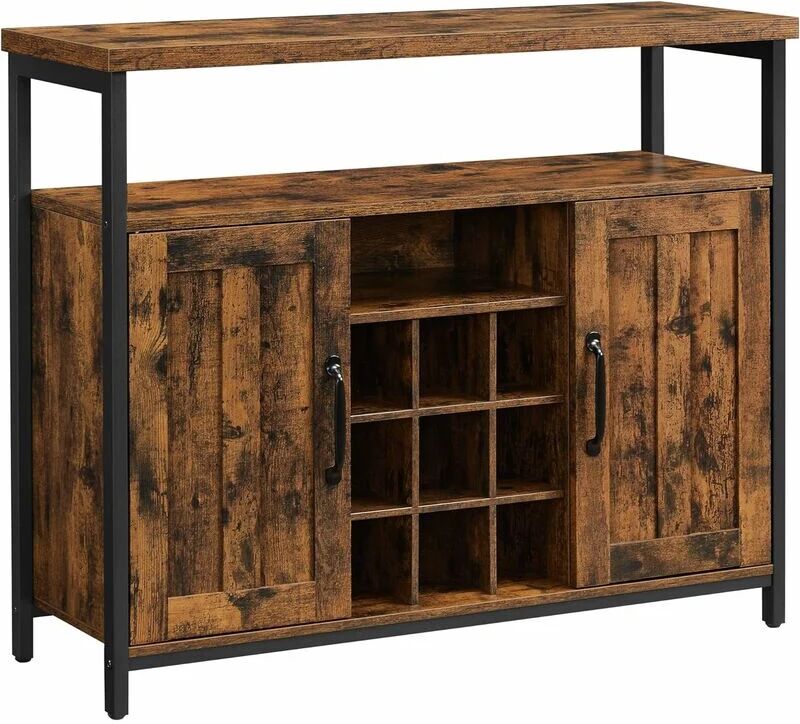 Songmics - vasagle Storage Cabinet, Sideboard and Buffet Table with Wine Holder, 2-Door Cupboard for Dining Room, Living Room, Kitchen, 100 x 35 x