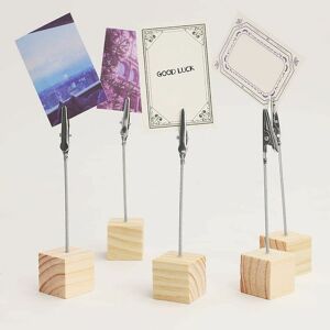 Hoopzi - 10 Photo Holder Clip Holders Lightweight Wooden Cube Base Memo Paper Photo Clip with Alligator Clasp for Displaying Numbered Cards