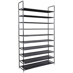 FAMIHOLLD 10 Tier for 60 pairs of Shoes Rack Standing Storage Organizer 100 x 29 x 175cm - Black - Black