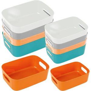 HÉLOISE 10pcs Plastic Storage Boxes Organizer Storage Basket with Handles Lightweight Storage Basket Storage Box Kitchen, Bathroom, Office, Closet, Cosmetics