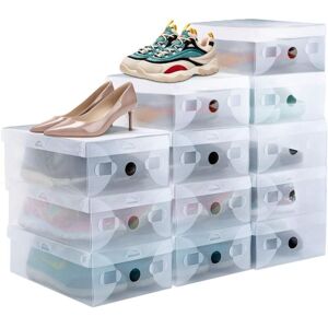 HÉLOISE 12Pcs Stackable Shoe Box Storage Clear Breathable Plastic Shoe Box with Front Door 28189.5cm for Sneakers bis size 39