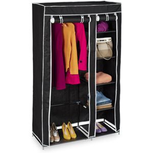 Set of 1 Relaxdays Folding Wardrobe valentin xl Sturdy Fabric Closet, Fleece, 174 x 107 x 42.5 cm, 5 Shelves, Black