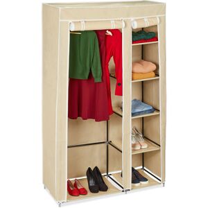 Set of 1 Relaxdays Folding Wardrobe valentin xl Sturdy Fabric Closet, Fleece, 174 x 107 x 42.5 cm, 5 Shelves, Beige