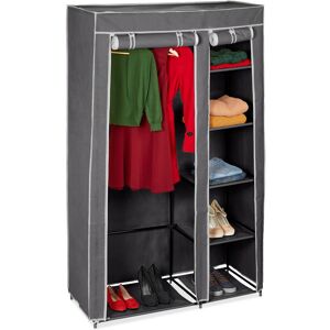 Set of 1 Relaxdays Folding Wardrobe valentin xl Sturdy Fabric Closet, Fleece, 174 x 107 x 42.5 cm, 5 Shelves, Anthracite