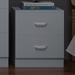 Fwstyle - 2 Drawer Bedside Cabinet Matt Grey Bedroom Furniture Metal T-Bar Handles - Grey