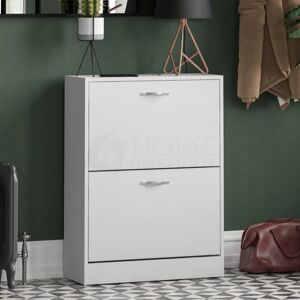 Home Discount - 2 Drawer Shoe Cabinet Hallway Storage Cupboard Stand, White