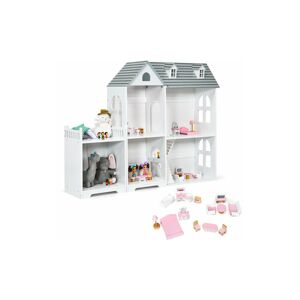 GYMAX 2-Tier Dollhouse Bookcase with Sufficient Storage Space