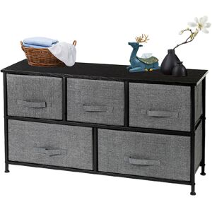 FAMIHOLLD 2-Tier Wide Closet Dresser, Nursery Dresser Tower with 5 Easy Pull Fabric Drawers and Metal Frame, Multi-Purpose Organizer Unit for Closets, Dorm