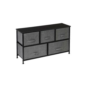 DENUOTOP 2-Tier Wide Closet Dresser, Nursery Dresser Tower with 5 Easy Pull Fabric Drawers and Metal Frame, Multi-Purpose Organizer Unit for Closets, Dorm