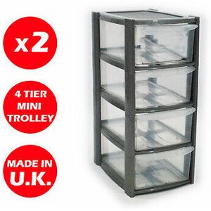 VISS 2 x 4 drawer silver tower unit - plastic storage drawers - storage organizer -