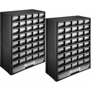 TECTAKE 2x storage bin units 41 drawers - small storage boxes, small plastic storage boxes, storage rack - black/white