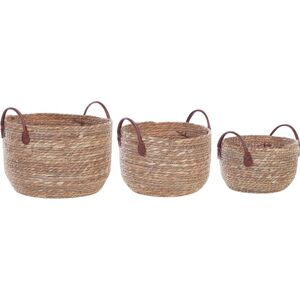 Beliani - 3 Boho Storage Baskets with Handles Seagrass Natural Sayjar - Natural