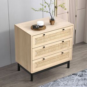 WARMIEHOMY 3 Drawer Woven Accent Cabinet for Living Room