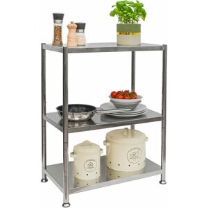 Shelfr - 3 Level Stainless Steel Shelf - 60kg Shelving Unit - 61x36x82 Metal Storage Rack - silber