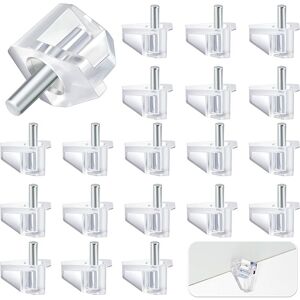 AOUGO 3 Millimeter or 1/8 Inch Shelf Bracket Clear Plastic Bracket Small Cabinet Shelf Pins Replacement Peg Cabinet Shelf Brackets Shelf Bracket Pins (20