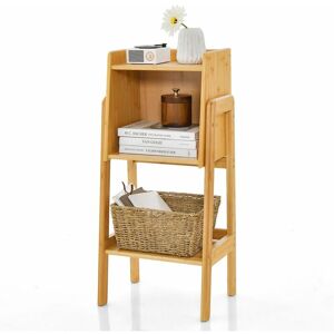 COSTWAY 3 Tier Bamboo Bookshelf Free Standing Tall Bookcase Storage Organizer Rack Shelf