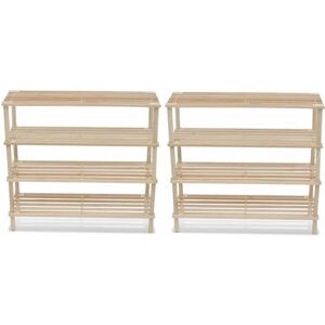 4-Tier Shoe Racks 2 pcs Solid Fir Wood vidaXL - Beige