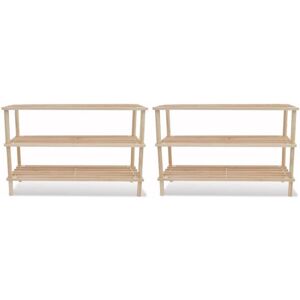 3-Tier Shoe Racks 2 pcs Solid Fir Wood Vidaxl Beige