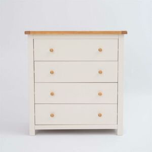 QUEBEC 4 Drawer Chest Off White Bedroom Furniture Clothing Storage Country Wood Unit - Off White