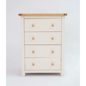 QUEBEC 4 Drawer Chest Petite Off White Bedroom Furniture Clothing Storage Country Wood - Off White