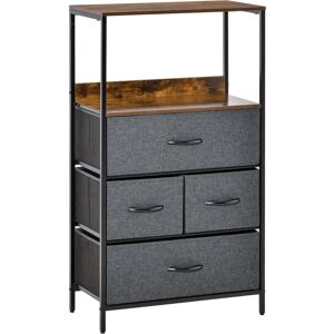 HOMCOM 4 Drawer Storage Chest Unit Home w/ Shelves Home Living Room Bedroom Black - Black