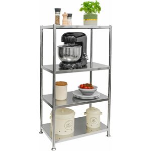 Shelfr - 4 Level Stainless Steel Shelf - 60kg Shelving Unit 61x36x113 Metal Storage Rack - silber