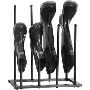 House Of Home - 4 Pair Dryer Metal Welly Walking Boot Stand Shoe Rack Garden Shed Home Storage - Black