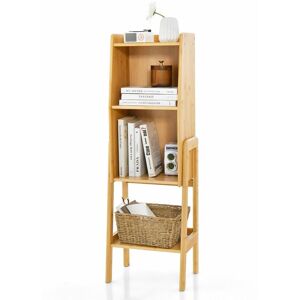 COSTWAY 4 Tier Bamboo Bookshelf Free Standing Tall Bookcase Storage Organizer Rack Shelf