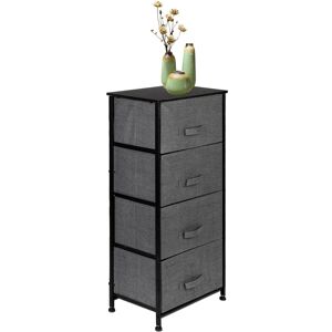 FAMIHOLLD 4-Tier Dresser Tower, Fabric Drawer Organizer With 4 Easy Pull Drawers With Metal Frame,Wooden Tabletop For Living Room, Closet, Grey - Grey