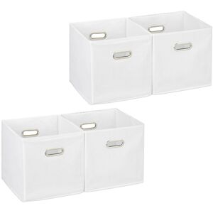 Set of 4 Relaxdays Storage Boxes, No Lids, With Handles, Folding, Square Shelf Bins, 30 x 30 x 30 cm, White