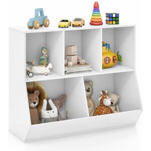 COSTWAY 5-Cubby Kids Toy Storage Organizer Wooden Children Bookcase Bookshelf Cabinet