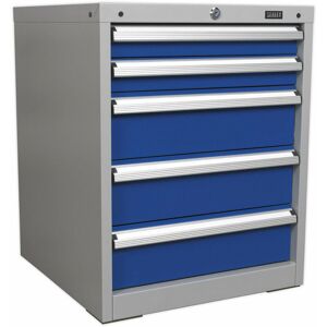 LOOPS 5 Drawer Industrial Cabinet - Heavy Duty Drawer Slides - High Quality Lock