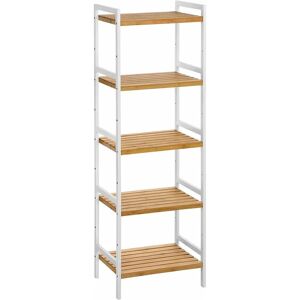 SONGMICS Bamboo Shelf, Kitchen Shelf, Bathroom Shelf, Bookshelf, Stand Shelf with 5 Shelves 45 x 31.5 x 142 cm, Ideal for Bathroom, Kitchen, Living