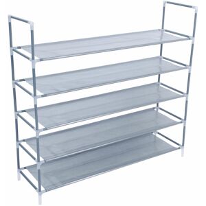 FAMIHOLLD 5 Tier for 30 pairs of Shoes Rack Standing Storage Organizer 100 x 29 x 92cm - Grey - Grey