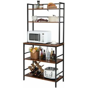 COSTWAY 5-Tier Kitchen Storage Display Stand Microwave Oven Stand Bakers Rack with Hutch