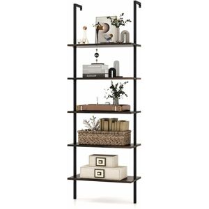 COSTWAY 5-Tier Ladder Shelf Bookshelf Wall Mounted Storage Organizer Plant Display Rack